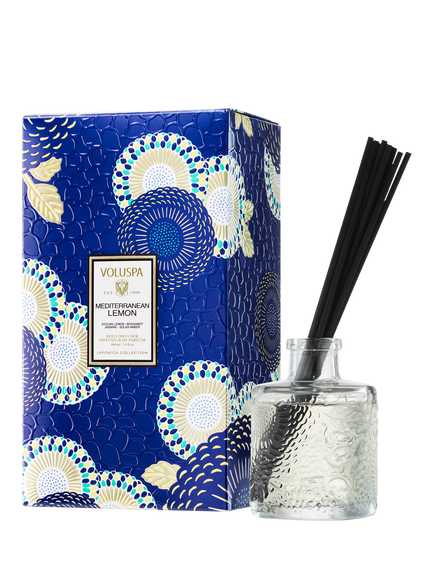 Voluspa Mediterranean Lemon Reed Diffuser, 100ml, Blue