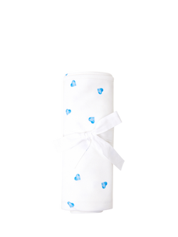 Rosa & Blue Baby Bamboo Cotton Blend Heart Print Blanket, White, White