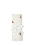 Rosa & Blue Baby Bamboo Cotton Blend Bear Print Blanket, Ivory
