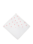Rosa & Blue Baby Bamboo Cotton Blend Heart Print Hooded Towel, White