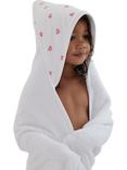 Rosa & Blue Baby Bamboo Cotton Blend Heart Print Hooded Towel, White