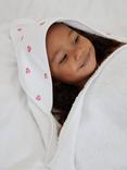 Rosa & Blue Baby Bamboo Cotton Blend Heart Print Hooded Towel, White