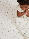 Rosa & Blue Baby Bamboo and Cotton Moon Print Cotbed Fitted Sheet, White