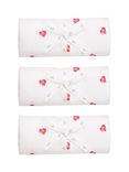 Rosa & Blue Baby Bamboo and Cotton Heart Print Muslin, Pack of 3, White
