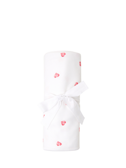 Rosa & Blue Baby Bamboo and Cotton Heart Print Blanket, White, White