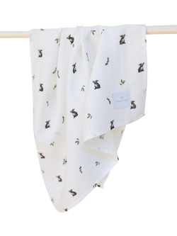 Rosa & Blue Baby Bamboo Cotton Blend Muslin Squares, Pack of 3, White - view 2, White