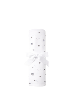 Rosa & Blue Baby Bamboo and Cotton Moon Print Blanket, White, White