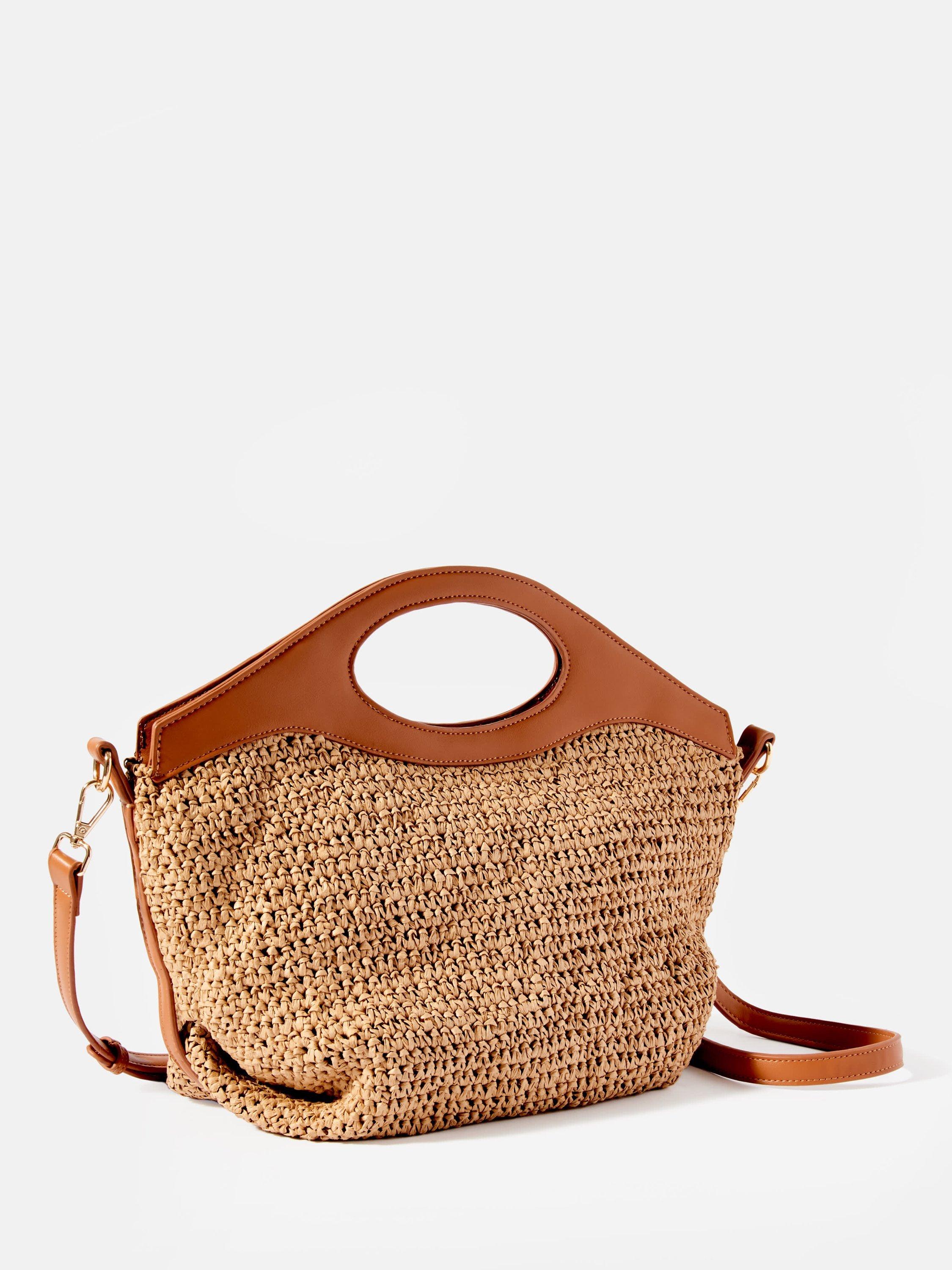 Product image 4 of 6, which shows Mint Velvet Sarah Woven Paper Cross Body Bag, Natural/Tan