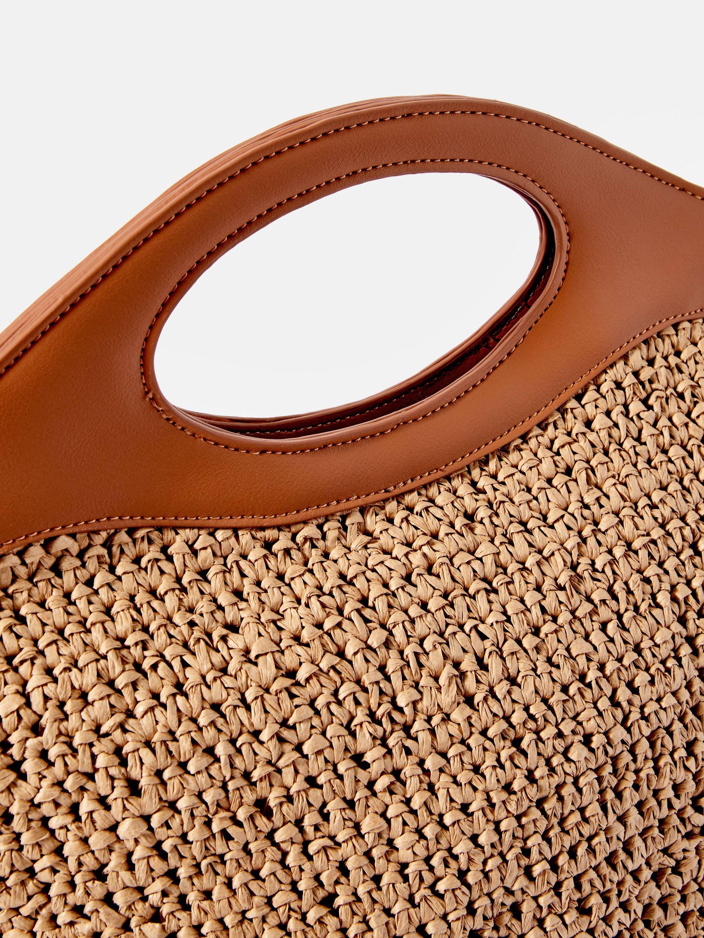 Product image 5 of 6, which shows Mint Velvet Sarah Woven Paper Cross Body Bag, Natural/Tan