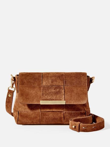 Mint Velvet Lara Suede Woven Cross Body Bag, Brown Tan, Brown Tan
