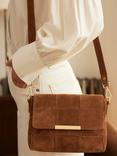 Mint Velvet Lara Suede Woven Cross Body Bag, Brown Tan