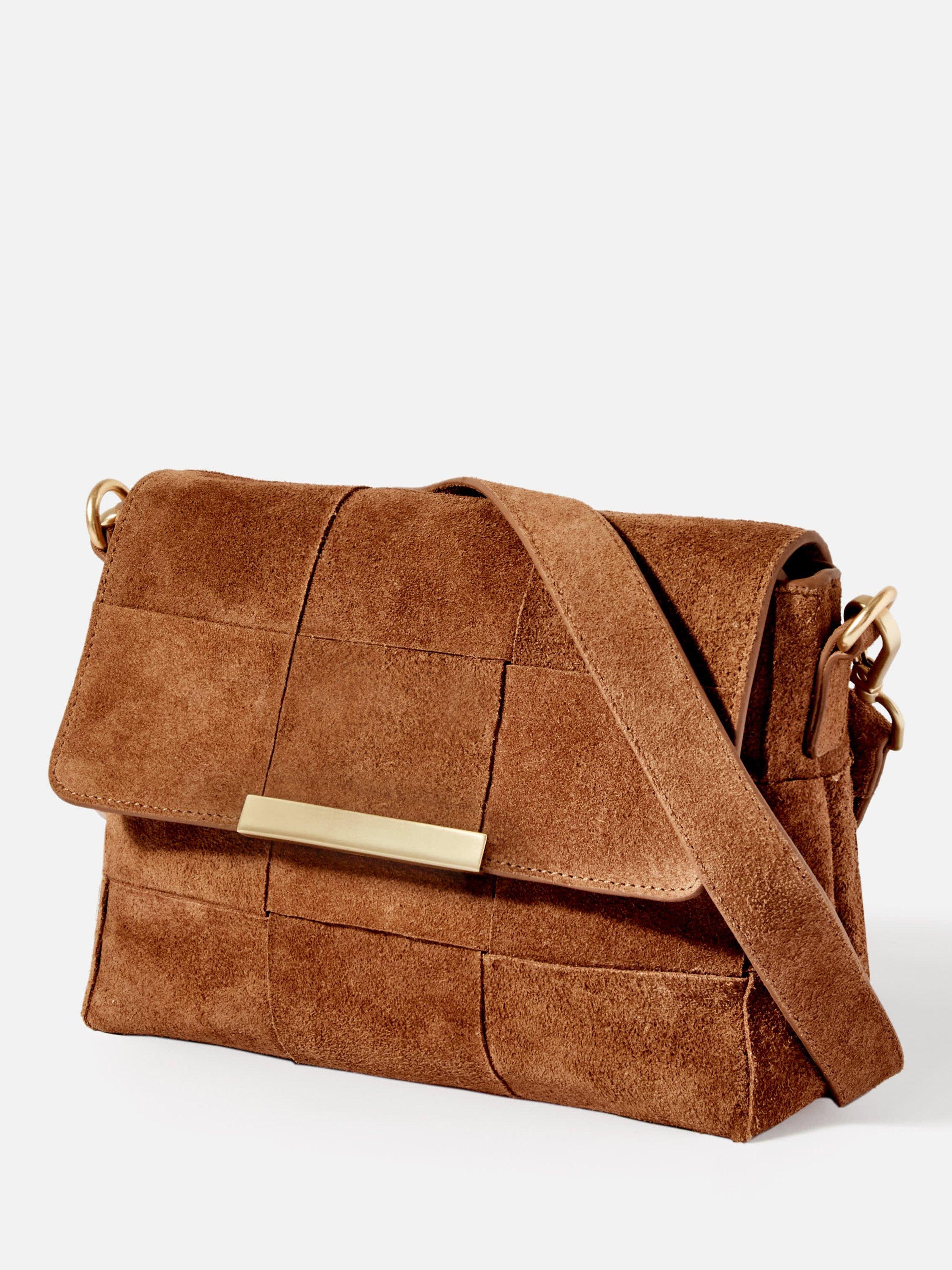 Product image 3 of 5, which shows Mint Velvet Lara Suede Woven Cross Body Bag, Brown Tan