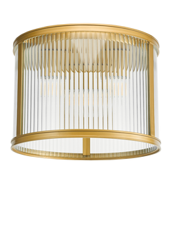 Där Bianka 3 Bulb Ribbed Glass Flush Ceiling Light, Matt Black - view 2, Bronze