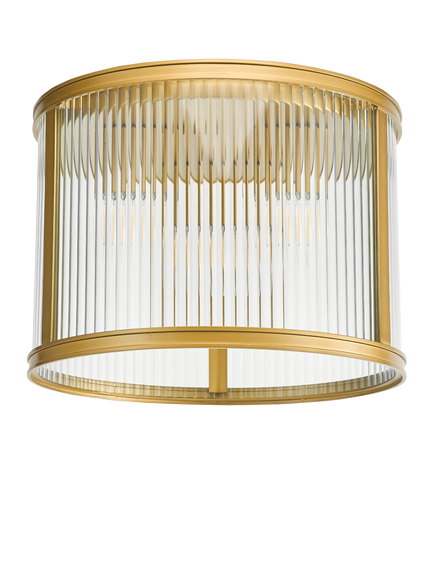 Där Bianka 3 Bulb Ribbed Glass Flush Ceiling Light, Matt Black - view 2, Bronze