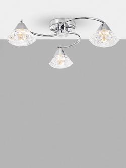 Där Dilys 3 Arm Semi Flush Ceiling Light, Polished Chrome, Chrome