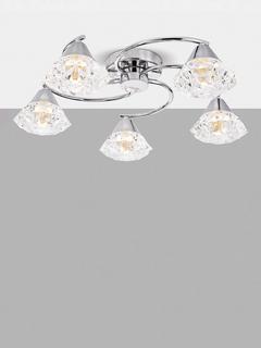 Där Dilys 5 Arm Semi Flush Ceiling Light, Polished Chrome