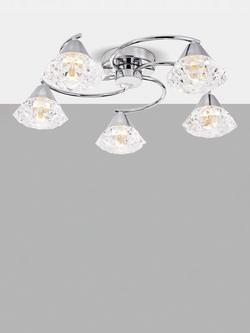 Där Dilys 5 Arm Semi Flush Ceiling Light, Polished Chrome, Chrome