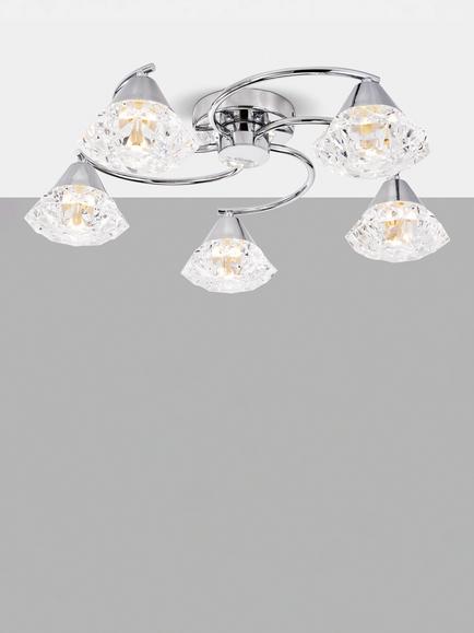 Där Dilys 5 Arm Semi Flush Ceiling Light, Polished Chrome, Chrome