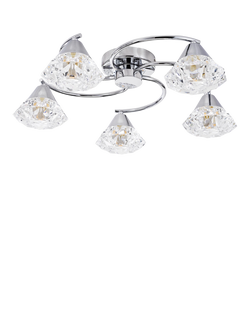 Där Dilys 5 Arm Semi Flush Ceiling Light, Polished Chrome - view 2, Chrome