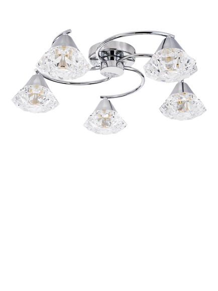 Där Dilys 5 Arm Semi Flush Ceiling Light, Polished Chrome - view 2, Chrome