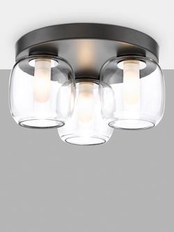 Där Edaline 3 Bulb Semi Flush Bathroom Ceiling Light, Black, Black