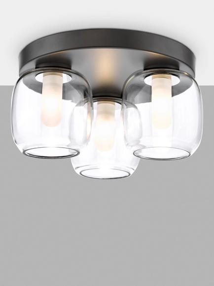 Där Edaline 3 Bulb Semi Flush Bathroom Ceiling Light, Black, Black