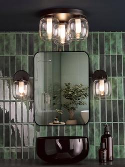 Där Edaline 3 Bulb Semi Flush Bathroom Ceiling Light, Black - view 2, Black