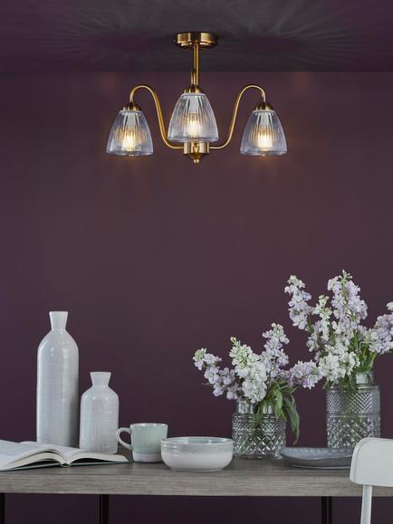 Där Glynis 3 Arm Semi Flush Ceiling Light - view 2, Bronze