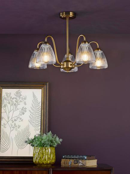 Där Glynis 5 Arm Semi Flush Ceiling Light - view 2, Bronze