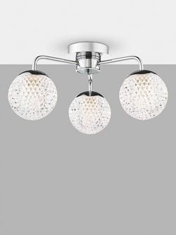 Där Teva 3 Arm Semi Flush Bathroom Ceiling Light, Polished Chrome, Chrome