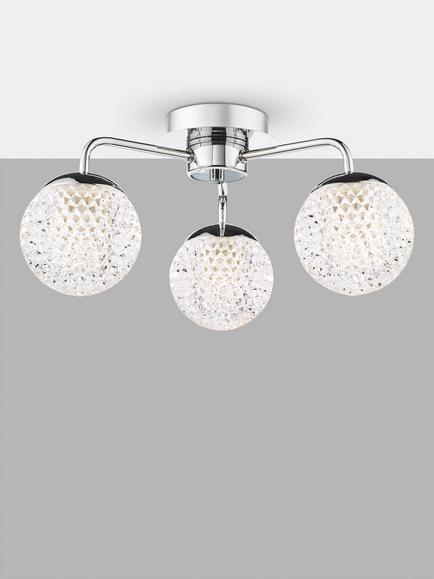 Där Teva 3 Arm Semi Flush Bathroom Ceiling Light, Polished Chrome, Chrome