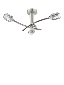 Där Zonda 3 Arm Crystal Semi-Flush Ceiling Light, Brushed Nickel - view 2, Nickel