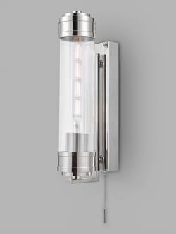 Där Tommaso Ribbed Glass Bathroom Wall Light, Nickel
