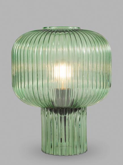 Där Demarius Ribbed Glass Table Lamp, Amber, Green