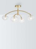John Lewis Bowe 4 Arm Semi Flush Ceiling Light, Brushed Brass