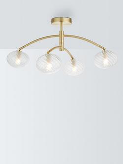 John Lewis Bowe 4 Arm Semi Flush Ceiling Light, Brushed Brass, Brushed Brass