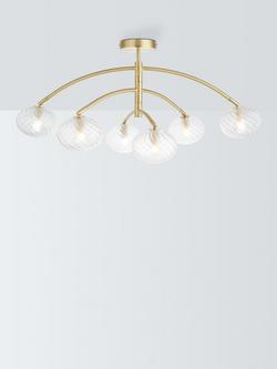John Lewis Bowe 6 Arm Semi Flush Ceiling Light, Brushed Brass, Brushed Brass