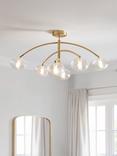 John Lewis Bowe 6 Arm Semi Flush Ceiling Light, Brushed Brass
