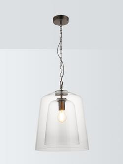 John Lewis Chime Large Dual Glass Pendant Ceiling Light, Clear, Clear Glass