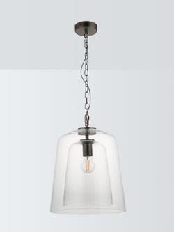 John Lewis Chime Large Dual Glass Pendant Ceiling Light, Clear - view 2, Clear Glass
