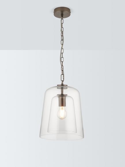 John Lewis Chime Dual Glass Pendant Ceiling Light, Clear, Clear Glass