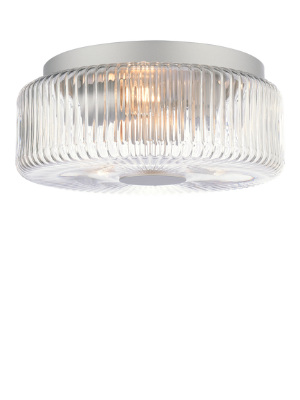 John Lewis Ripley Glass Flush Ceiling Light, Silver