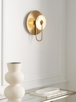 John Lewis Alabster Wall Light, Brass - view 2, Brass