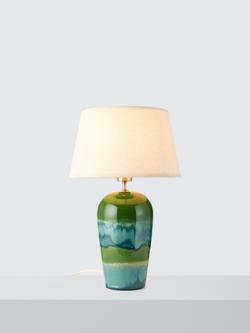 John Lewis Hugo Reactive Glaze Ceramic Table Lamp, Green, Green Reactive Glaze
