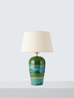 John Lewis Hugo Reactive Glaze Ceramic Table Lamp, Green - view 2, Green Reactive Glaze