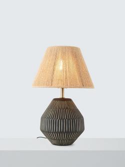 John Lewis Linear Ceramic Table Lamp, Charcoal, Charcoal