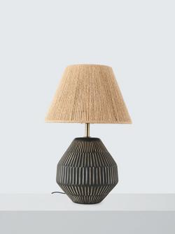 John Lewis Linear Ceramic Table Lamp, Charcoal - view 2, Charcoal