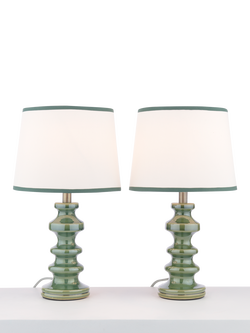 John Lewis Pagoda Ceramic Table Lamp, Set of 2, Green