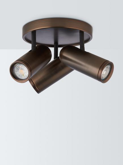 John Lewis Cooper 3 Spotlight Semi Flush Ceiling Light, Dark Bronze - view 2, Dark Bronze