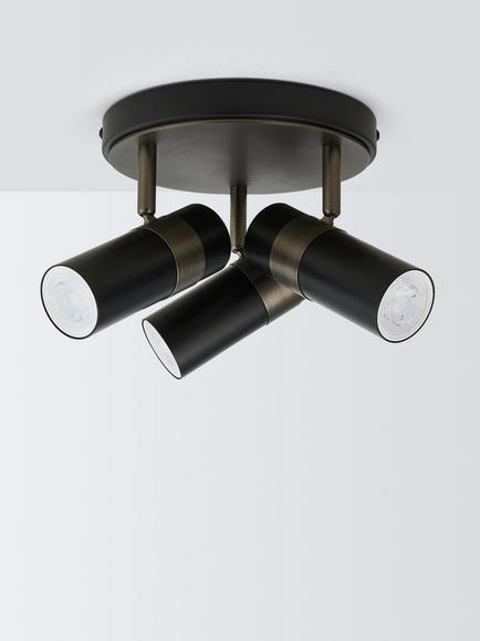 John Lewis Obi 3 Circular Spotlight Ceiling Plate - view 2, Matt Black
